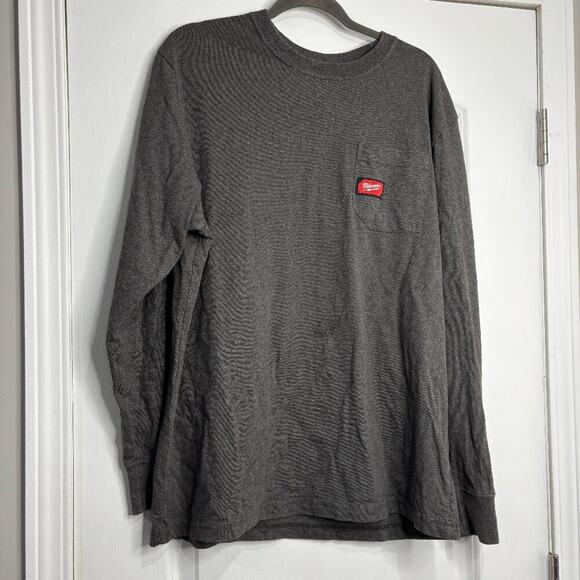 Mens Milwaukee Logo Gray Long Sleeve Tee Size Large - Picture 1 of 4